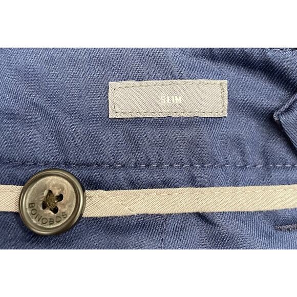 Bonobos Pants Mens Blue Slim Straight Monday Pants Size 33x32 Preppy Casual - Picture 7 of 7